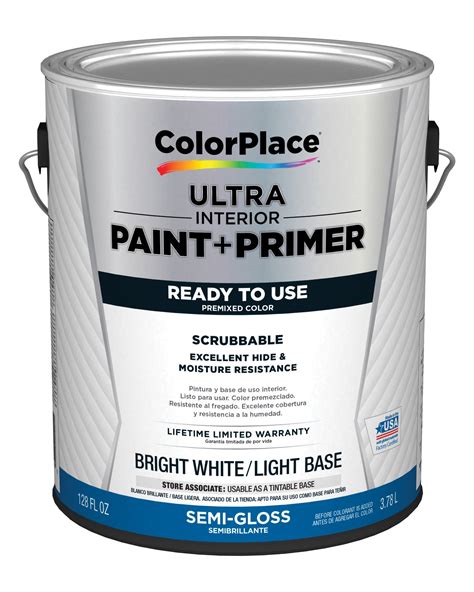 Colorplace Ultra Interior Paint And Primer Semi Gloss Bright White