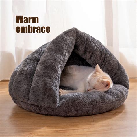 Pet Kennel Dog Round Bed Cat Winter Sleeping Bag Warm Plush Puppy