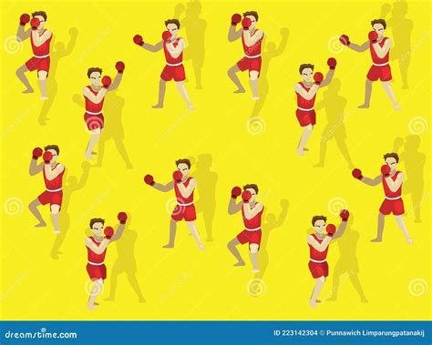 Uppercut Manga Boxing Man Cartoon Vector Illustration Seamless