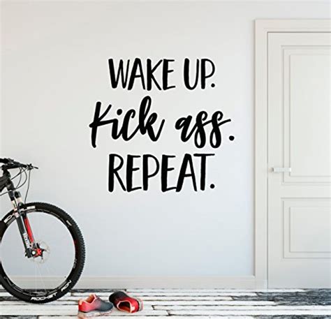 24″x22″ Wake Up Kick Ass Repeat Workout Success Goal Positive Thinking Challenge Sports Fitness