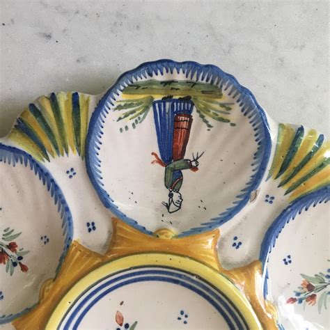 French Faience Henriot Quimper Oyster Plate Circa 1910 At 1stDibs
