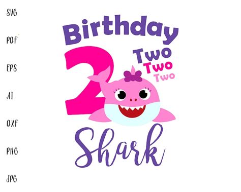 Second Birthday Svg Cricut Cut File 2nd Birthday Shark Svg Etsy