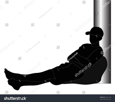 Silhouette Adolescent Boy Lying Down Against Stock Vector 54914104