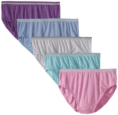 Buy Womens Plus Size Fit For Me 5 Pack Heather Hi Cut Panties Online