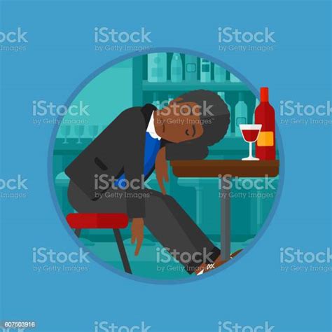 Drunk Man Sleeping In Bar Vector Illustration Stock Illustration Download Image Now Alcohol