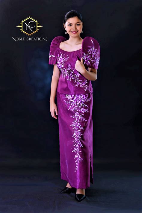 Filipiniana Dress Hand Painted And Embroidered Maria Filipiniana Dress Modern Filipiniana Dress