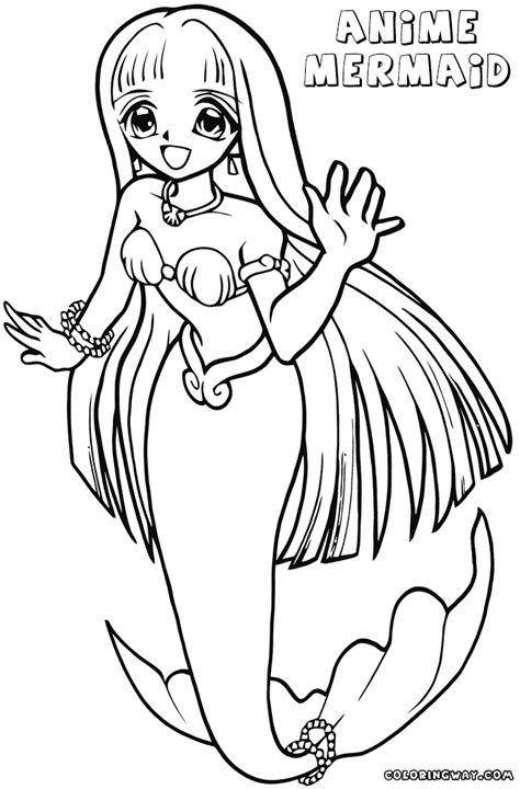 Coloring picutes long hair mermaid with page source : Anime Mermaid coloring pages | Coloring pages to download ...