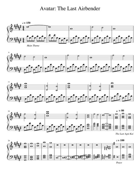 Avatar The Last Airbender Sheet Music For Piano Download Free In Pdf Or