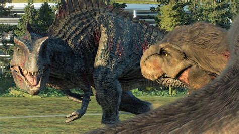 Prologue Rematch Feathered T Rex Vs Dominion Giganotosaurus Jurassic World Evolution 2 Youtube