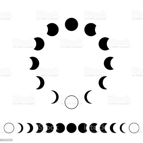 Moon Phases Astronomy The Moons In A Circle Are In A Row Set Vector