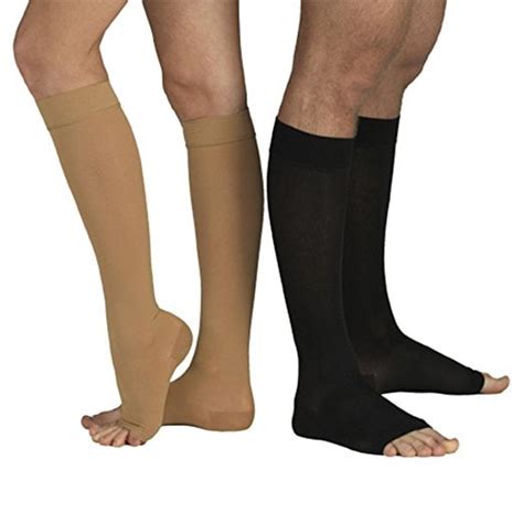tonus elast medical grade class ii 23 32 mmhg calf high compression stockings with open toe