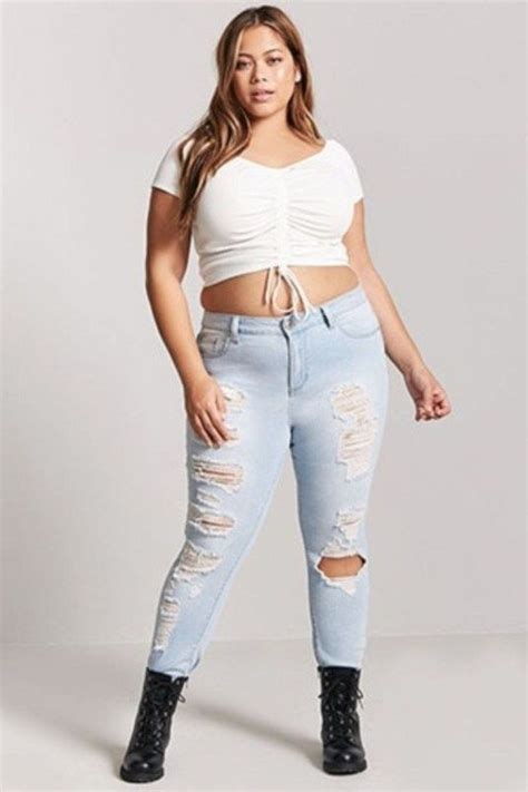 How To Wear Distressed Jeans For Women Plus Size Plus Size Fall