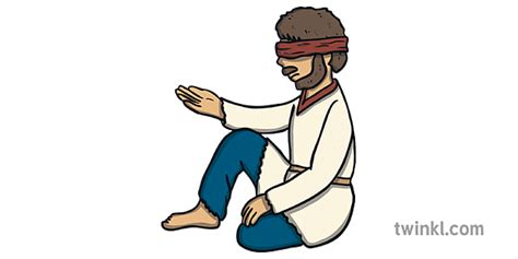 Jesus Heals Blind Man Begging Bible Ks1 1 Illustration Twinkl