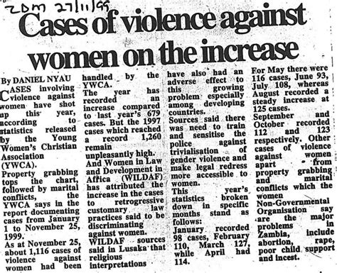Cases Of Violence Against Women On The Increase Zambia Daily Mail