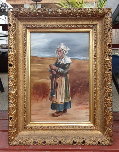 Dramatic Rare Th Century Oil Painting Portrait Dutch Girl By Etsy Uk