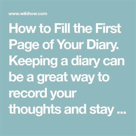 How To Fill The First Page Of Your Diary In 2021 First Page Diary
