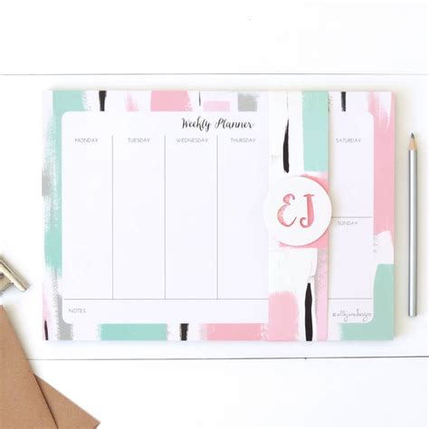 Personalised Weekly Planner Desk Pad Abstract By Elle Jane Designs