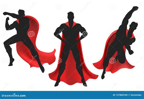 Superhero Silhouette Set Stock Vector Illustration Of Cartoon 137860185