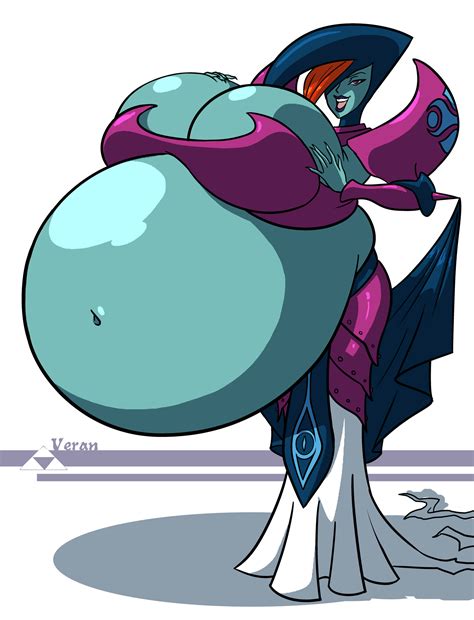 Rule 34 Axel Rosered Belly Expansion Big Belly Blue Skin Breast Expansion Cleavage Dress Hands