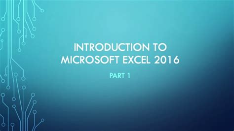 Introduction To Microsoft Excel 2016 Youtube