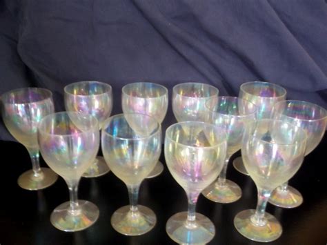Antique Hand Blown European Iridescent Wine Glasses Collectors Weekly