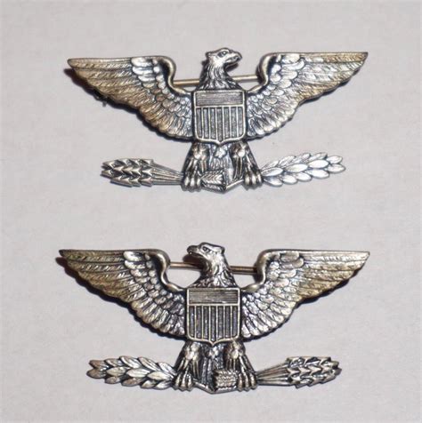 Colonel Eagle Rank Insignia Pair Sterling Silver Wwii Us Army M0778