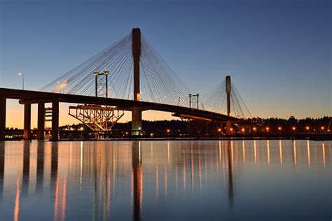 The New Port Mann Bridge At Sunrise Stock Photo Download Image Now