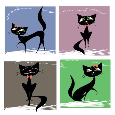 Premium Vector Set Of Black Cats Vector Illustration