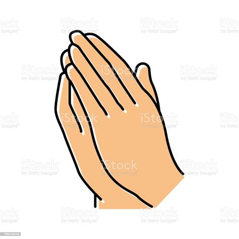 Ilustrasi Vektor Ikon Warna Gerakan Tangan Berdoa Ilustrasi Stok