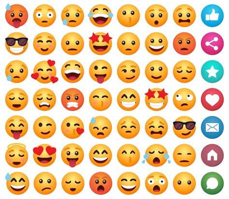 Premium Vector Set Of Emoticon Cartoon Emojis Smile For Social Media