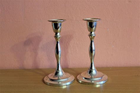 Pair Vintage Silver Plated Candle Holder Candlestick England Etsy