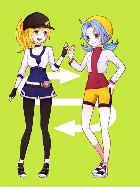 Safebooru 2girls D Black Gloves Blonde Hair Blue Eyes Blue Hair