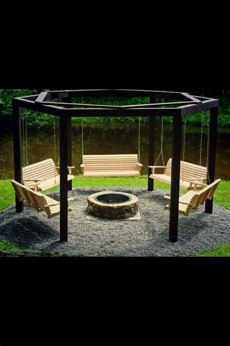 Relaxing Swings Around Fire Pit Fire Pit Backyard Backyard Fire