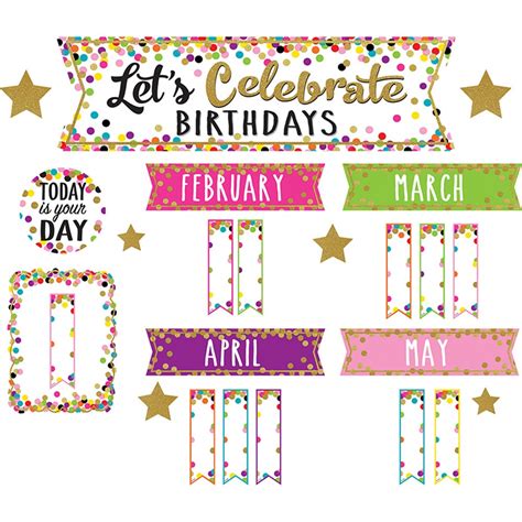 Confetti Lets Celebrate Birthdays Mini Bulletin Board Set Tcr5884