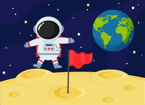 Lindos Astronautas Del Espacio De Dibujos Animados Exploran La