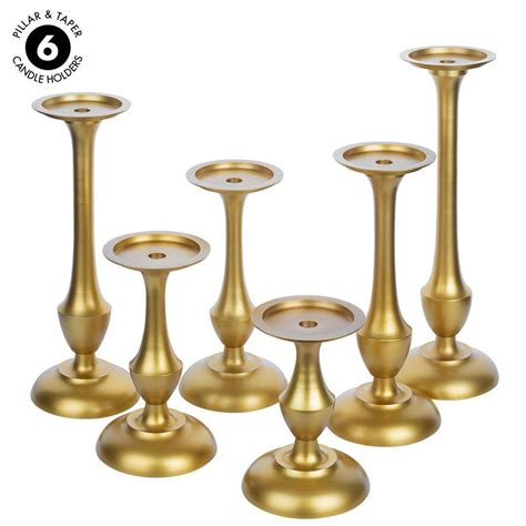 Tall Metal Pillar And Taper Candle Holders Pedestal Stands Tiered Fo