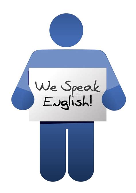 Icon Holding A We Speak English Sign Stock Illustration Illustration