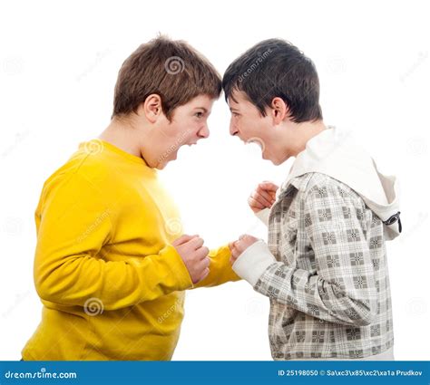 Two Teenage Boys Screaming At Each Other Stock Photo Image Of Furious