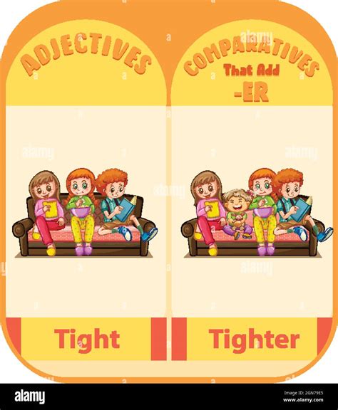 Comparative Adjectives For Word Tight Illustration Stock Vector Image