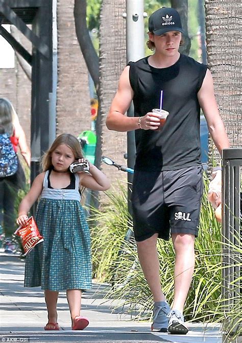 harper and brooklyn beckham have day out with dad david in bel air daily mail online