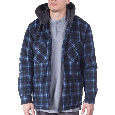 Mens Tall Hooded Flannel Jacket