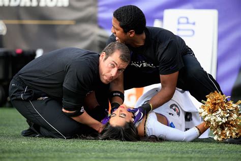 Ravens Cheerleader Injured During A Stunt Taken Off Field On Stretcher