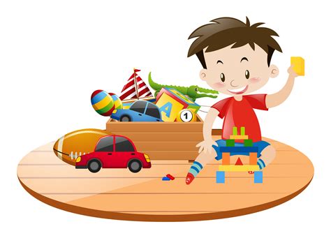 Little Boy And Many Toys 370624 Vector Art At Vecteezy