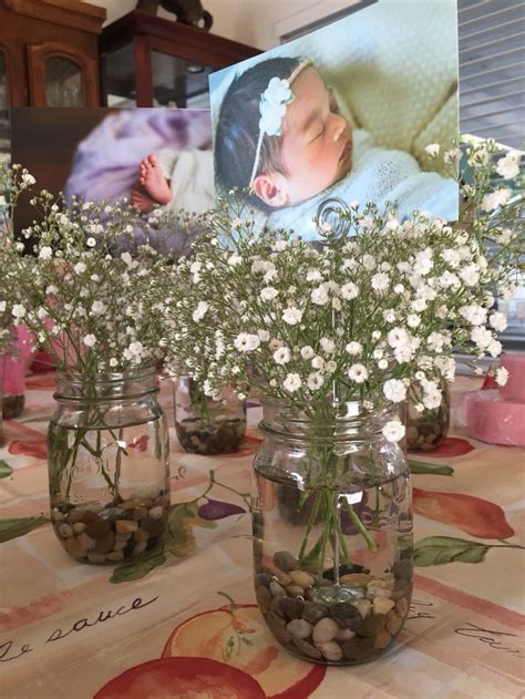 A wide variety of christening decorations options are available to you, such as event & party item type. Centerpieces for baby girl's baptism reception: mason jar ...