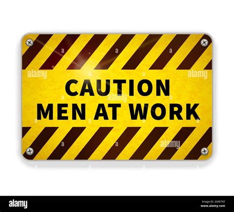Bright Caution Glossy Metal Plate Warning Sign Men At Work Area On