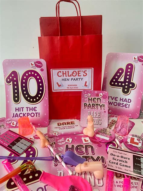Personalised Filled Hen Party Bag Complete With Tissue And 5 Etsy Uk