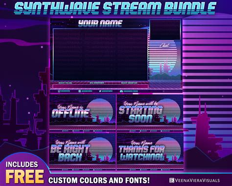 Synthwave Stream Overlay Set For Twitch And Youtube Etsy Uk