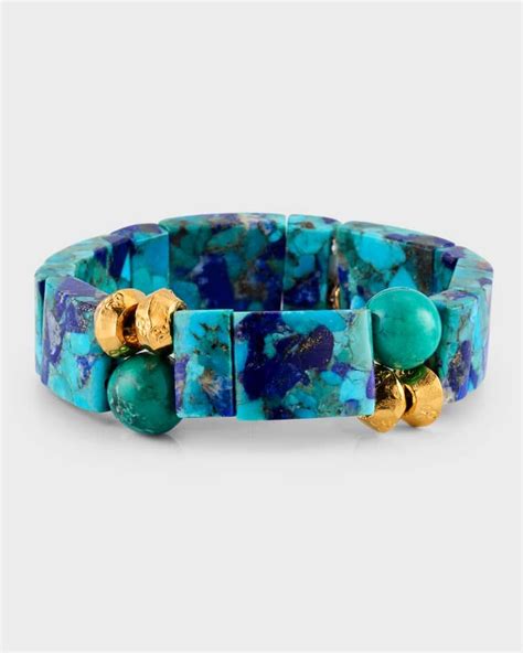 Y65sf Devon Leigh Lapis Turquoise Stretch Bracelet In 2023 Bracelet Designs Silver Heart