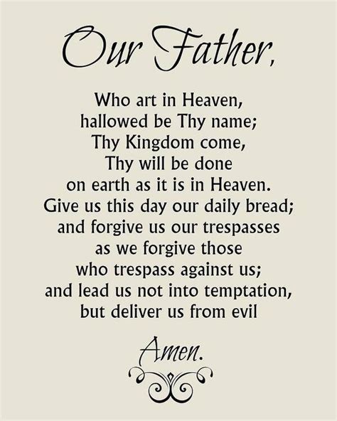 Our Father Prayer Catholic Lords Prayer Poster By Classically Printed