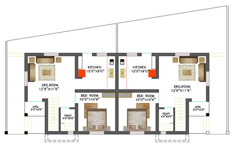 2 Bhk Simple House Plan Design Dwg File Cadbull